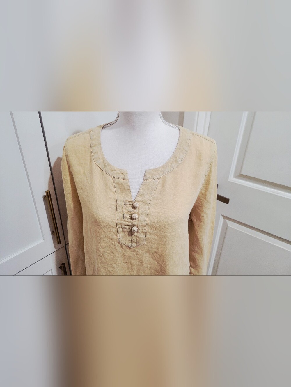 J. Jill 100% Linen Pale Yellow Tunic Top | Size Medium - Picture 3 of 8